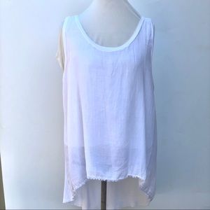 Enza Costa white cotton sleeveless top NWOT, L